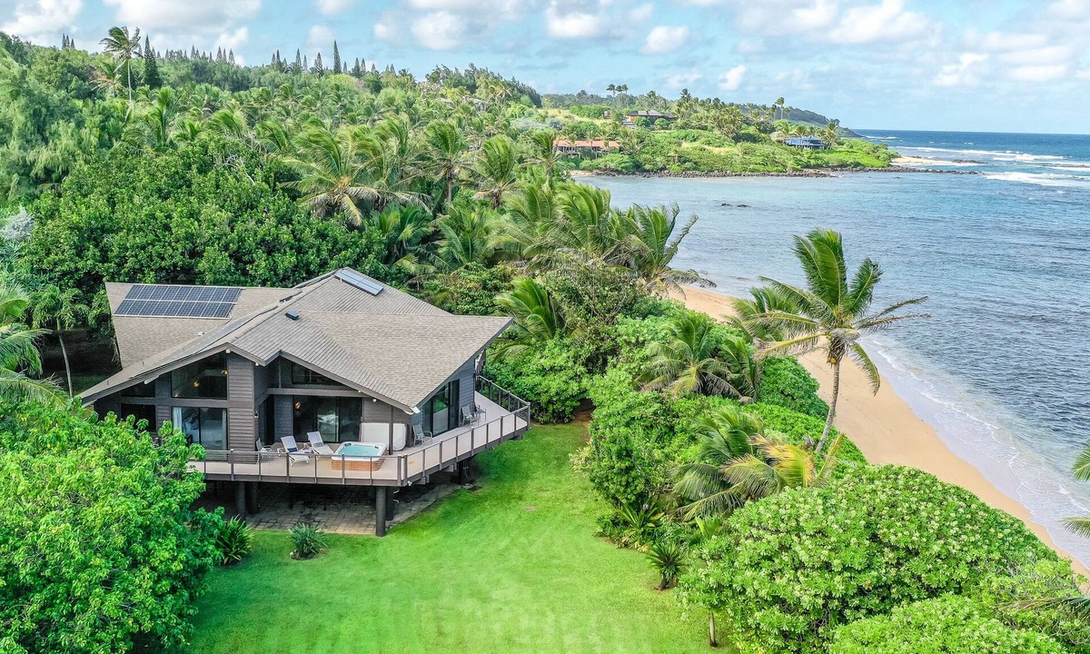 Anahola House | Beachfront estate with ocean views, private hot tub, beach gear & enclosed yard