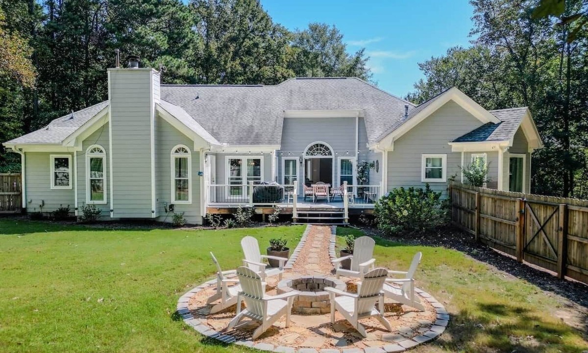 Lawrenceville House | Dream house! Hot tub, GameRoom, Theater, Fenced Backyard Fire Pit