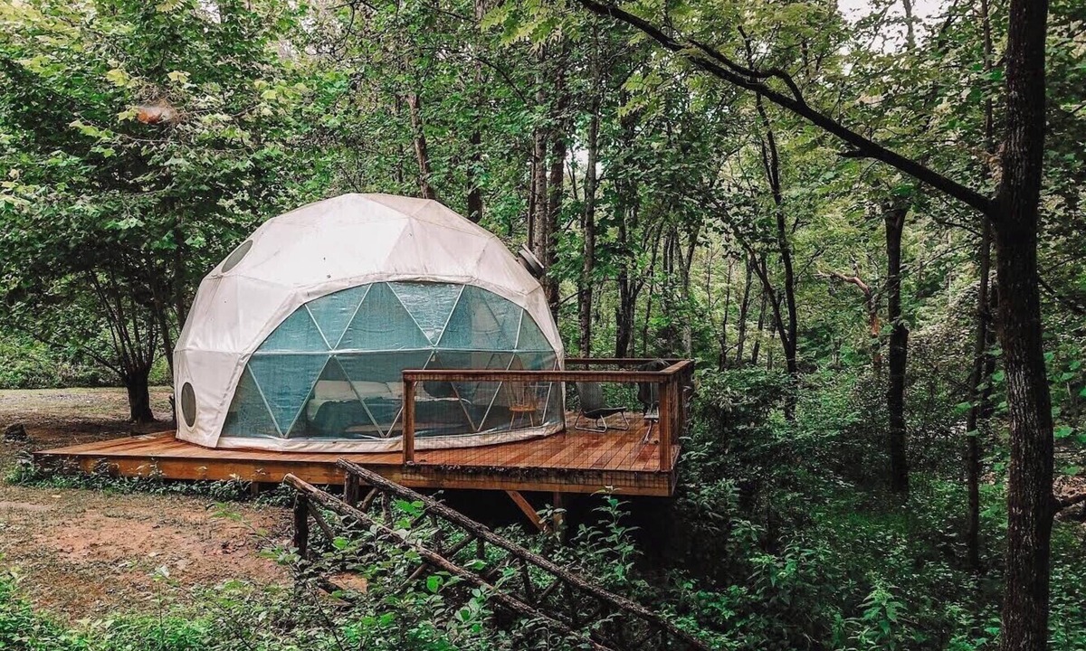 Deep Gap RV Rental | Glamping Geodesic Dome Tent - Trout Stream, Fire Pit & Privacy +