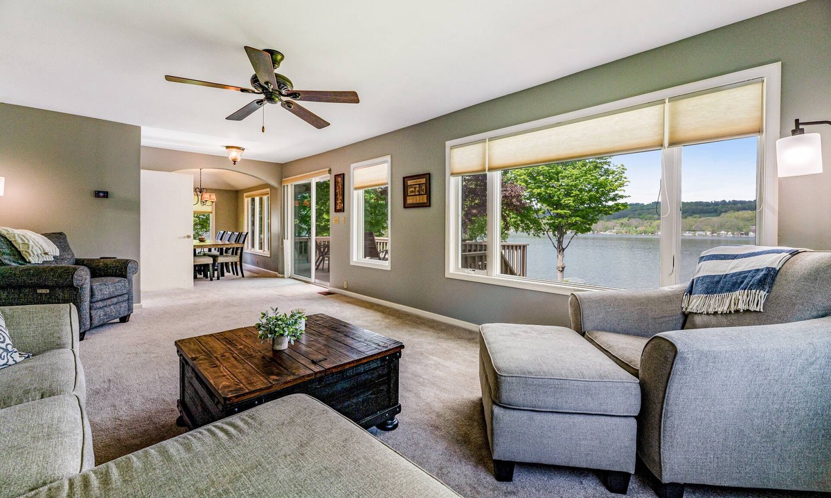 Town of Milo House | Lakefront gem with game room and dock - the house that almost floated away