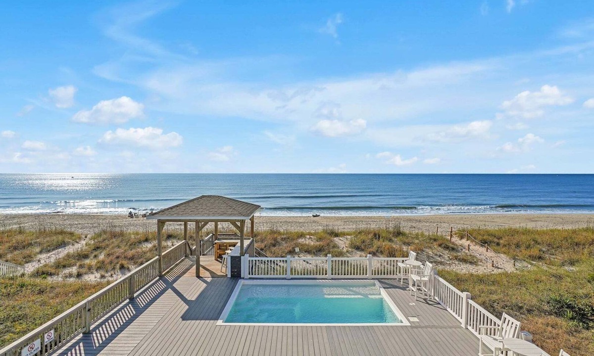 Oak Island House | Oceanfront Serenity Sands in Oak Island, NC, boasts 8 bedrooms for 20 guests.