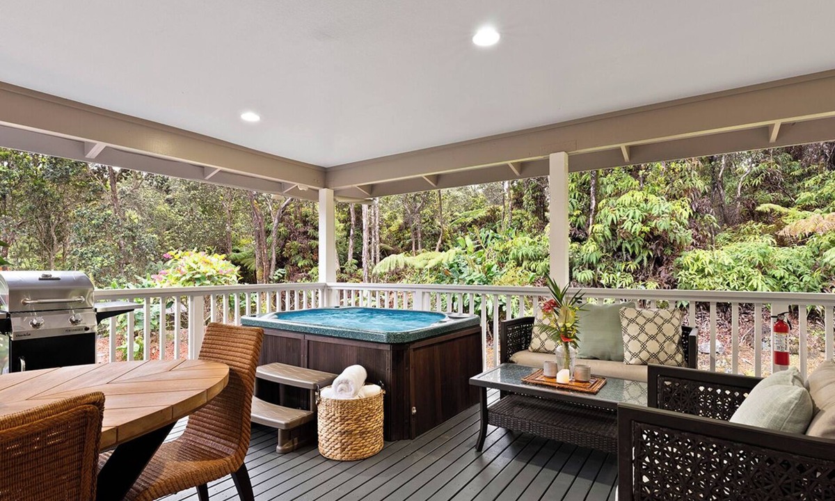 Volcano House | Ohia Lehua Hale-Hot Tub-Fireplace-Fire Table-3-Bed, 2-Bath Newly Renovated Home