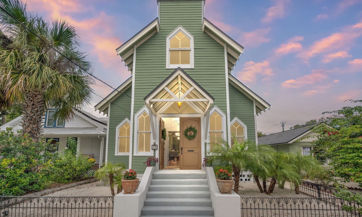 Downtown Historic District House | Revived 1900s Historic Chapel Walkable to Heart of DownTown St. Augustine