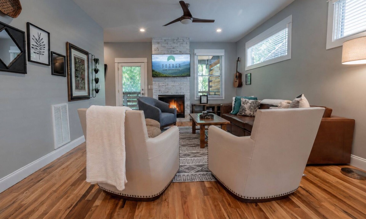 Woodfin Villa | Weeping Willow | Pet Friendly Luxury Asheville Villa with Hot Tub, EV Charger & King Beds