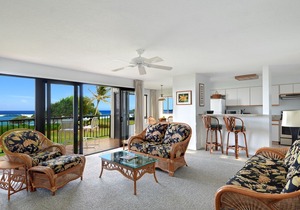 Beachfront Kauai Beach Villas Condo, Lovely Ocean Views on Kauai's Coconut Coast