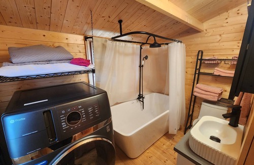Port Bolivar House | "Barbie" Bunkie adorable beach tiny home, Barbie Bunkie beach glamping cabin