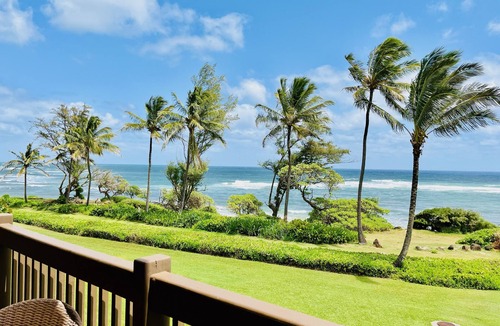 Lihue Condo | Beachfront Spectacular Ocean views , steps to white sand Beach & walk bike Path