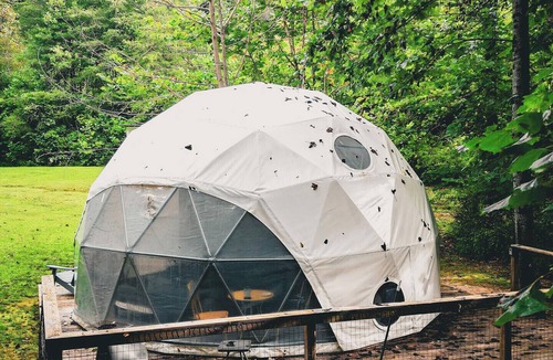 Deep Gap RV Rental | Glamping Geodesic Dome Tent - Trout Stream, Fire Pit & Privacy +