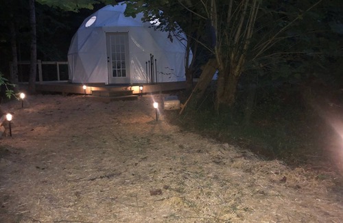 Deep Gap RV Rental | Glamping Geodesic Dome Tent - Trout Stream, Fire Pit & Privacy +