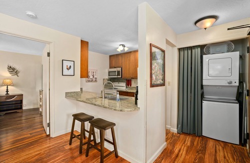 Hanamaulu Condo | Kauai Beach Villas E-15 view the Freshwater Lagoon & Tropical Garden