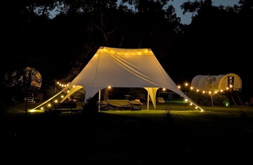 Putnam Hall Cabin | Luxury Highland Cow Glamping in Cozy Covered Wagon with Peaceful Farm Retreat in Melrose, Florida