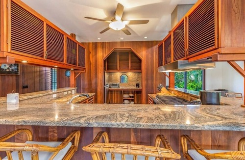 Princeville House | Stunning Tri-level Villa - Outdoor Lava Rock Shower w/Lanai