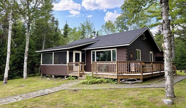 Camp Chuck-a-luck | Private Beach, Dock, Kayaks | Dog-Friendly Mooselookmeguntic Lake Cabin