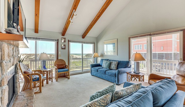 Deck & View: Oceanfront Oasis in Oak Island!
